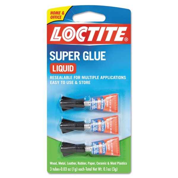 Loctite Super Glue, 0.11 oz, Dries Clear, PK3 1710908